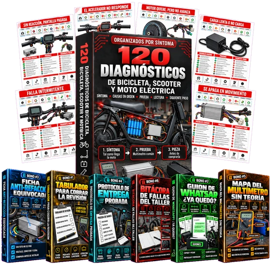 120 Diagnósticos de Bicicleta, Scooter y Moto Eléctrica: los diagnósticos y los seis bonos